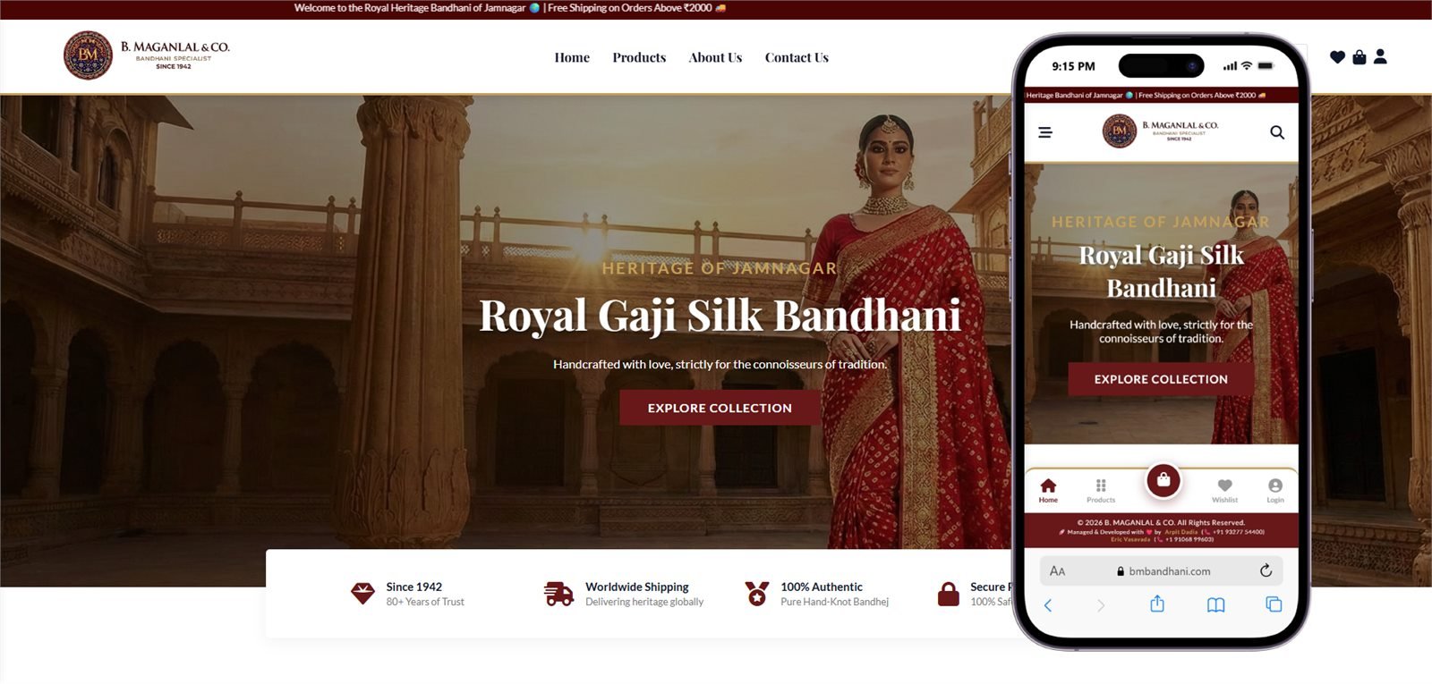 B. Maganlal & Co. Bandhani e-commerce website
