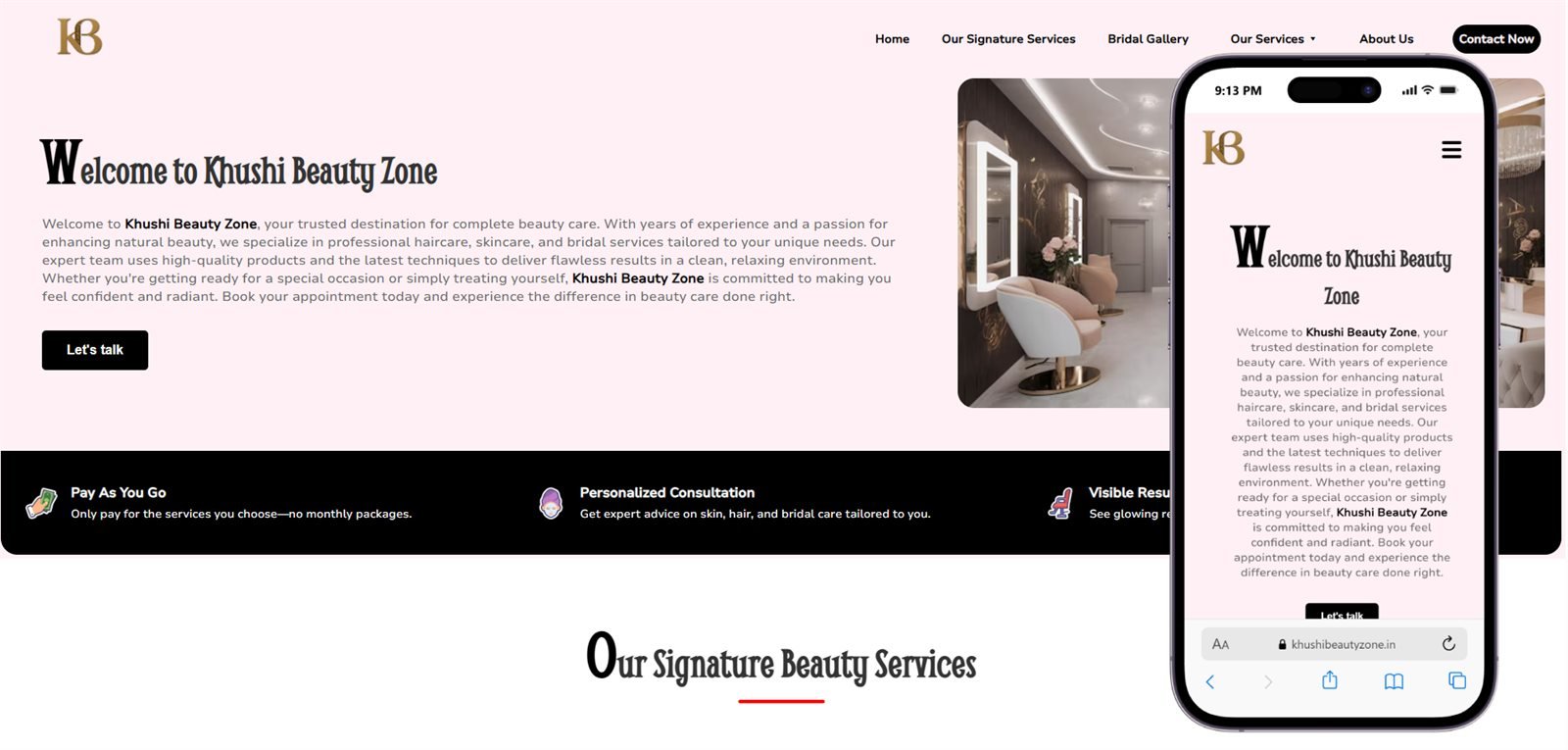 Khushi Beauty Parlor website